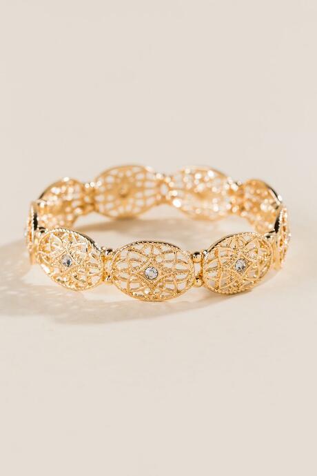 Francesca's Dacia Filigree Stretch Bracelet - Gold