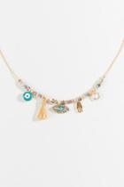 Francesca's Kianna Evil Eve Necklace - Gray