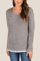 Francesca Inchess Teagan Contrast Hem Sweater - Gray