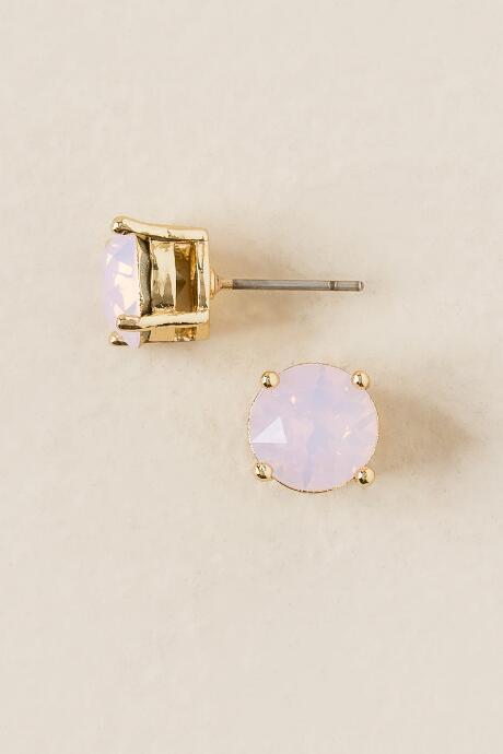 Francesca's Swarovski Stud Earring In Pink Opal - Pale Pink