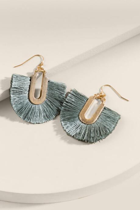 Francesca's Jamie Tasseled Drop Earrings - Moss