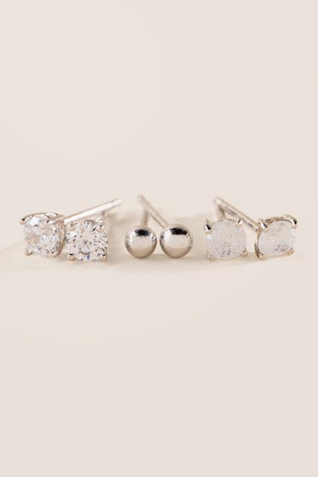 Francesca's Kristy Cubic Zirconia Stud Set - Silver