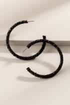 Francesca's Hadley Beaded Woven Hoops - Black