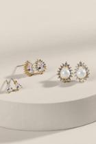 Francesca's Nancy Pearl And Cz Stud Earring Set - Crystal