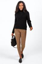 Francesca's Maddalina Cable Turtleneck Sweater - Black