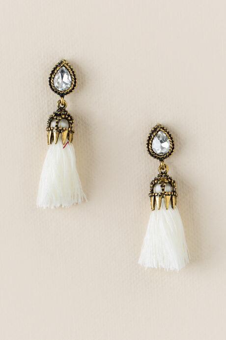Francesca's Alauna Mini Tassel Earring - Ivory