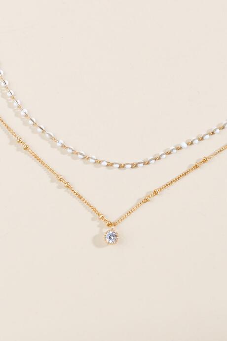 Francesca's Alianna Beaded Leayer Necklace - White