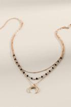 Francesca's Hadley Beaded Layer Crescent Necklace - Black