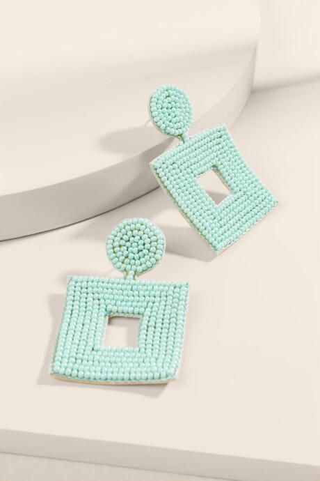Francesca's Callie Beaded Statement Earrings - Mint