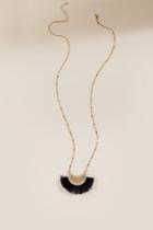 Francesca's Elise Tasseled Crescent Pendant Necklace - Black