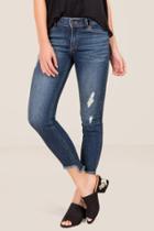 Eunina Distressed Step Hem Jeans - Dark