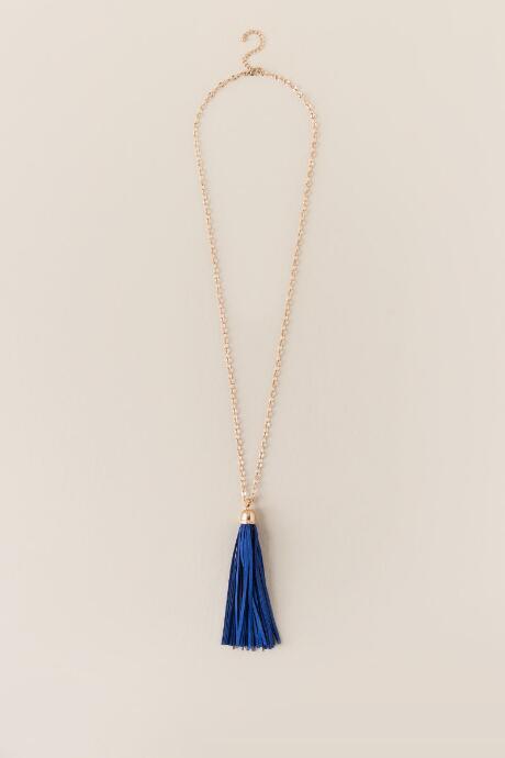 Francesca's Game Day Tassel Necklace In Blue - Blue