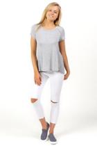 Francesca's Kris Basic Long Tee - Heather Gray