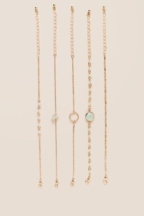 Francesca's Camille Stone Bead Bracelet Set - Mint