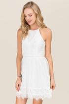 Francesca's London Mesh Lace A-line Dress - White