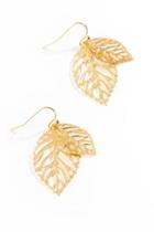 Francesca's Sylvie Double Leaf Drop Earrings - Gold