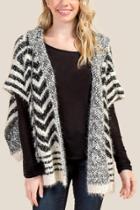 Francesca Inchess Cadence Chevron Eyelash Ruana - Black/white