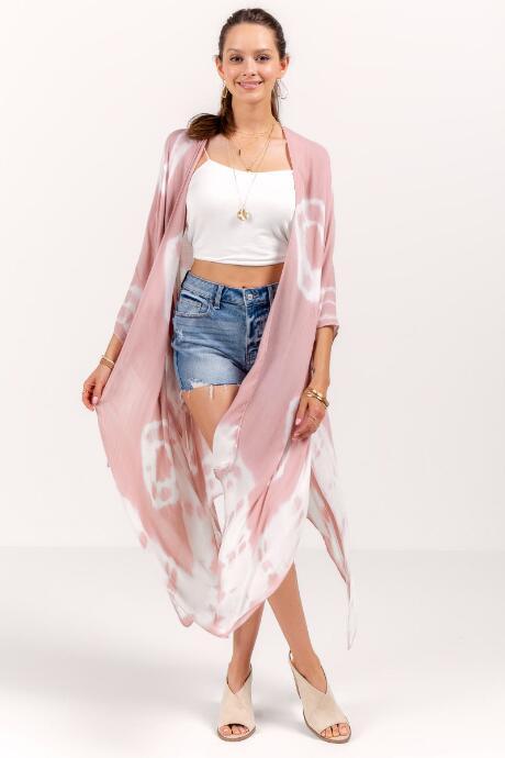 Francesca's Dede Tie Dye Kimono - White