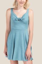 Francesca's Cara Bow Front Knit Dress - Teal