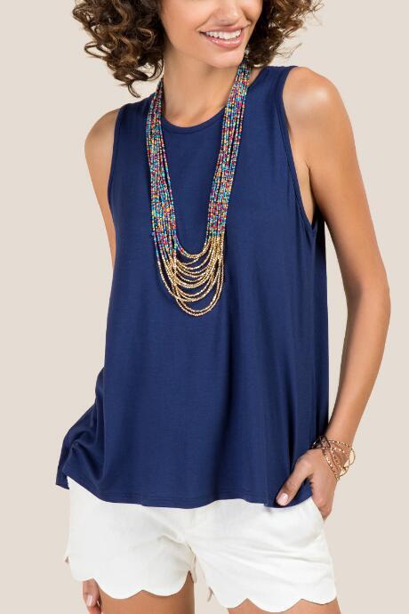 Francesca's Amandalyn Basic Flow Sleeveless Top - Navy