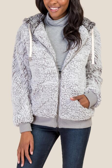 Francesca's Stowe Wubby Full Zip Jacket - Ivory
