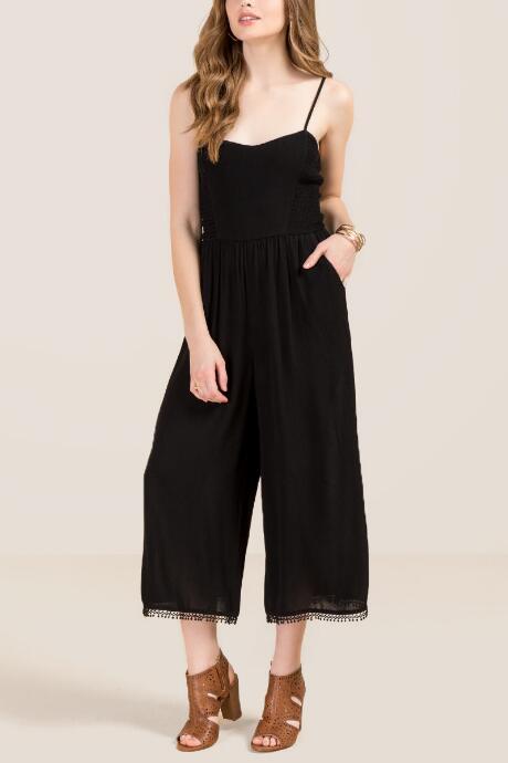 Francesca Inchess Jody Smock Side Culotte Jumpsuit - Black