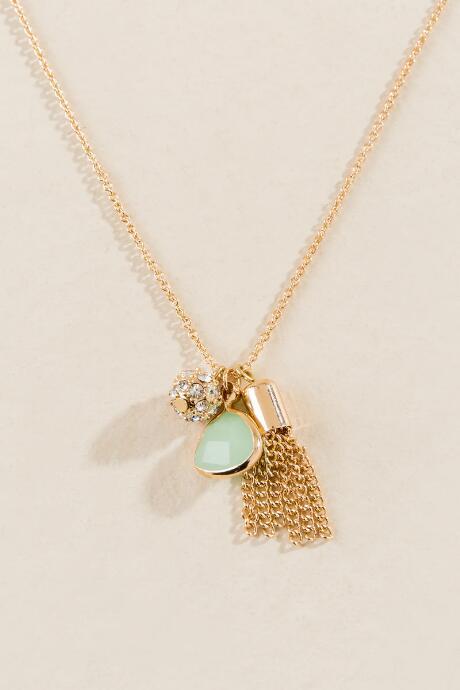 Francesca's Aurielle Delicate Charm Necklace - Mint