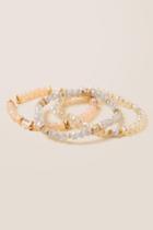 Francesca's Jenn Opal Glass Beaded Bracelet Set - Ivory