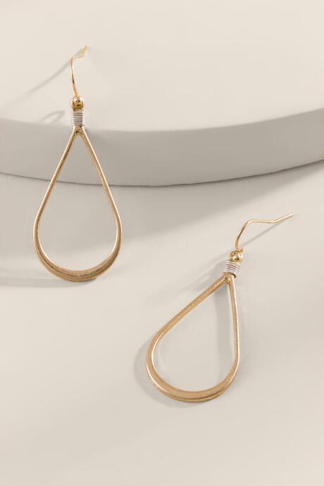 Francesca's Estrella Open Metal Teardrop Earrings - Mixed Plating