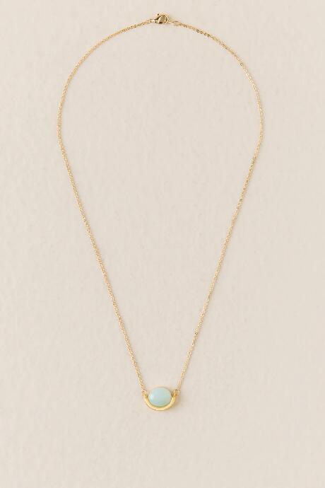 Francescas Titana Oval Crescent Necklace - Mint