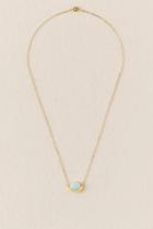 Francescas Titana Oval Crescent Necklace - Mint