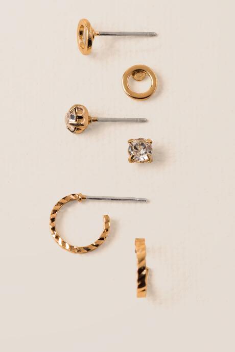 Francescas Cici Hoop Circle Stud Set - Gold