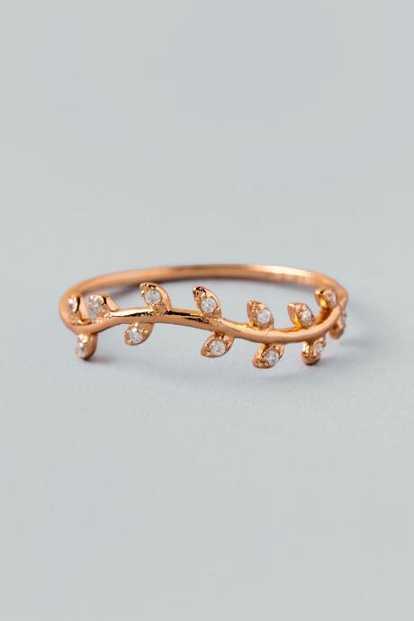 Francesca's Gabi Rose Gold Leaf Ring - Rose/gold