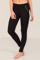 Francesca's Wrenly Tucked Knee Zipper Moto Pant - Black