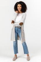 Francesca's Eaven Elbow Patch Cardigan - Taupe
