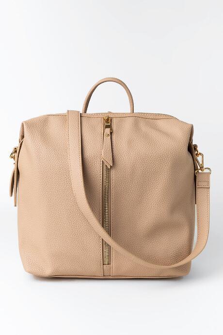 Francesca's Poppy Front Zipper Backpack - Sand