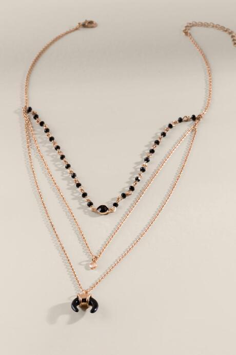 Francesca's Alexandra Bullhorn Multi-strand Necklace - Black