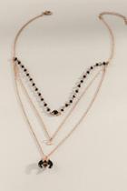 Francesca's Alexandra Bullhorn Multi-strand Necklace - Black