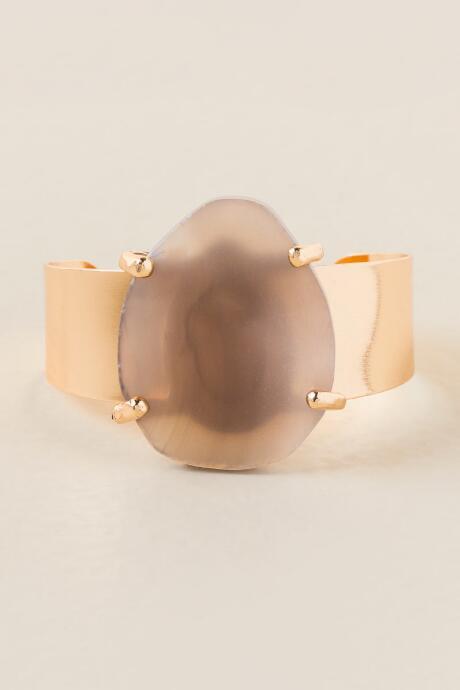 Francesca's Lolani Agate Stone Cuff Bracelet - Gray