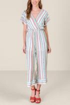 Francescas Nora Textured Stripe Jumpsuit - Ivory