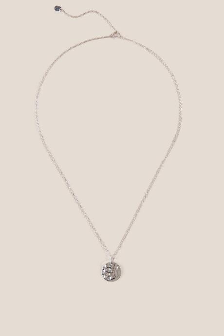 Francesca's Ellie Hammered Coin Pendant Necklace - Silver