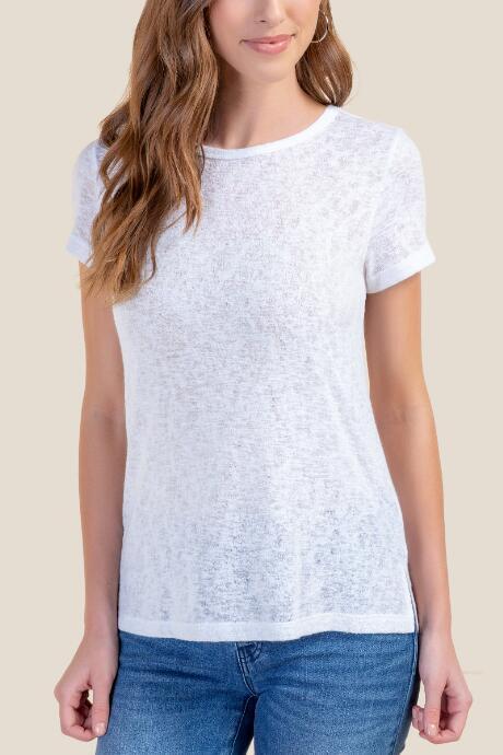 Francesca's Chantelle Scoop Neck Tee - White