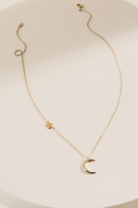 Francesca's Maria Moon & Star Pendant Necklace - Gold