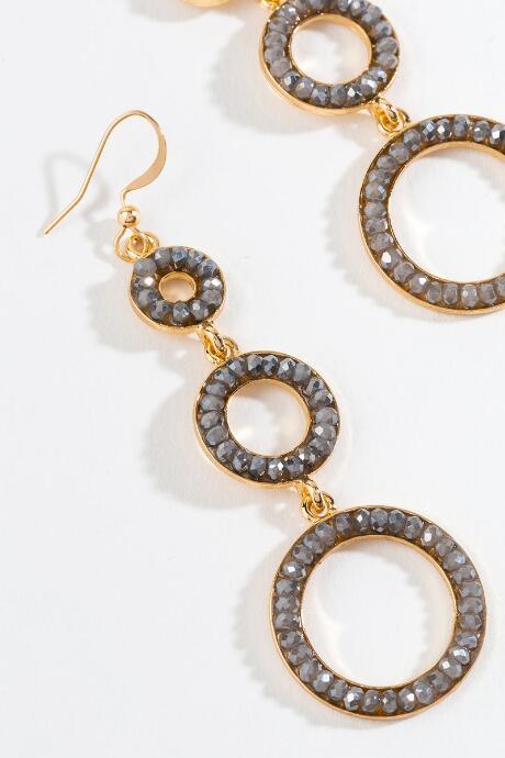 Francesca's Luna Pav Circle Drop Earrings In Gray - Gray