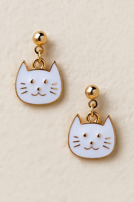Francesca's White Cat Face Studs - White