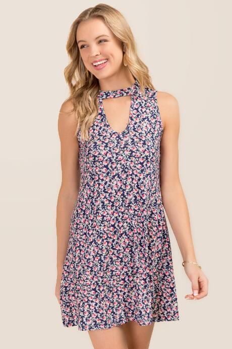 Alya Gigi Floral Shift Dress - Navy