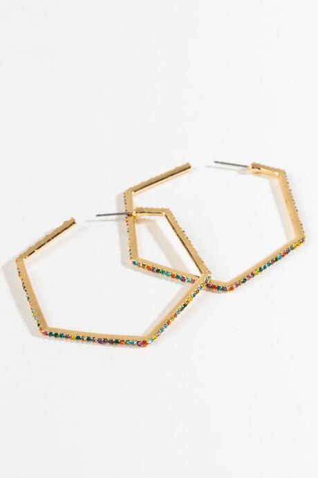 Francesca's Madeline Pav Hexagon Hoops - Multi