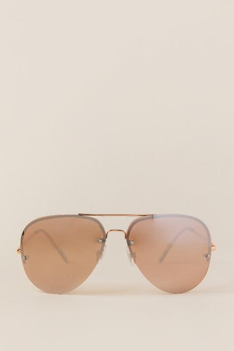 Francesca's Piper Rose Gold Aviator Sunglasses - Rose/gold
