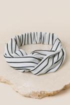 Francesca's Livy Striped Headband - White