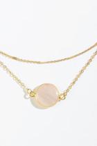 Francesca's Allyson Rose Quartz Layered Necklace - Rose/gold
